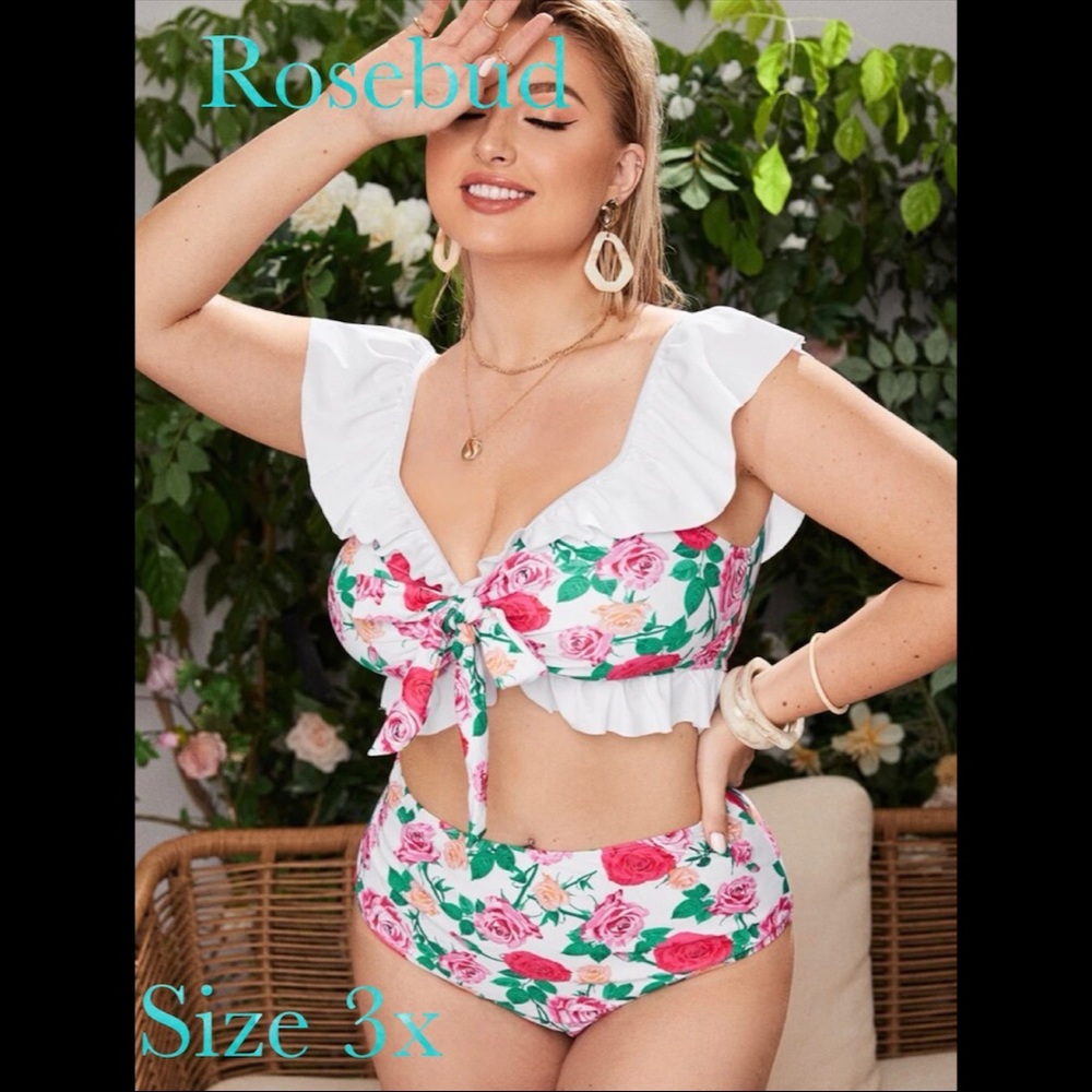 White and floral bikini